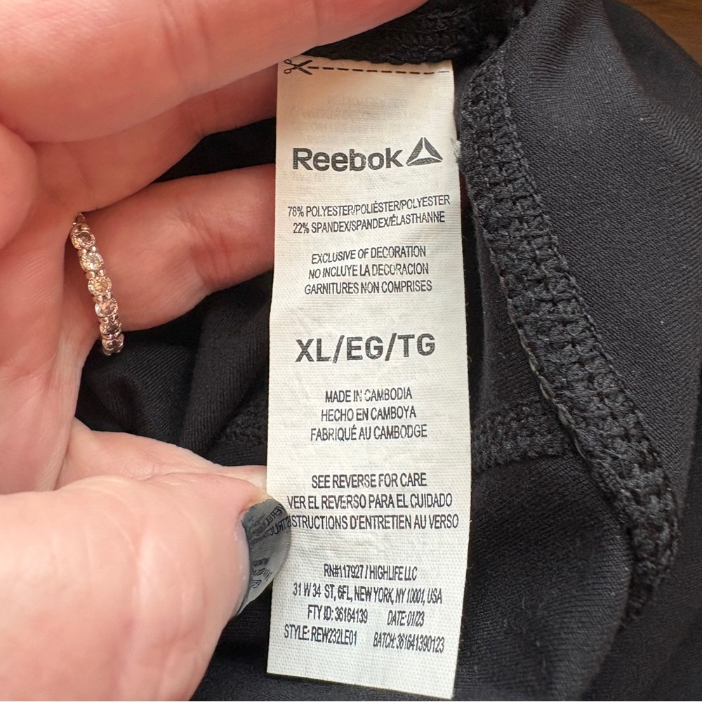 Reebok Crop Workout Leggings 21" Inseam Womens XL Gym Strength Training Running - Picture 8 of 10